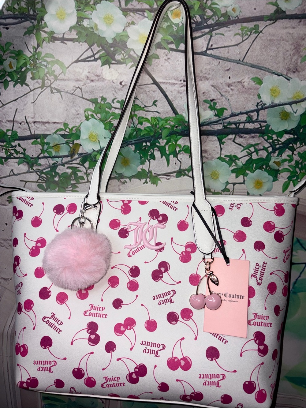 Juicy Couture Cherry On Top Tote Bag White Multi NWT